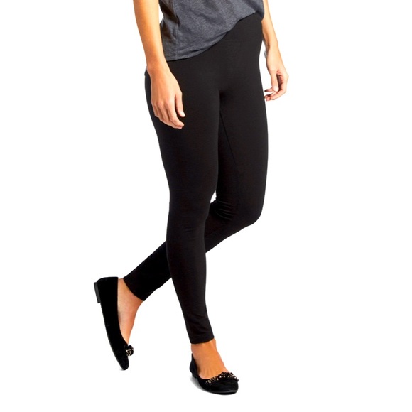 HUE Pants - HUE Ultra Leggings with Wide Waistband Large Black